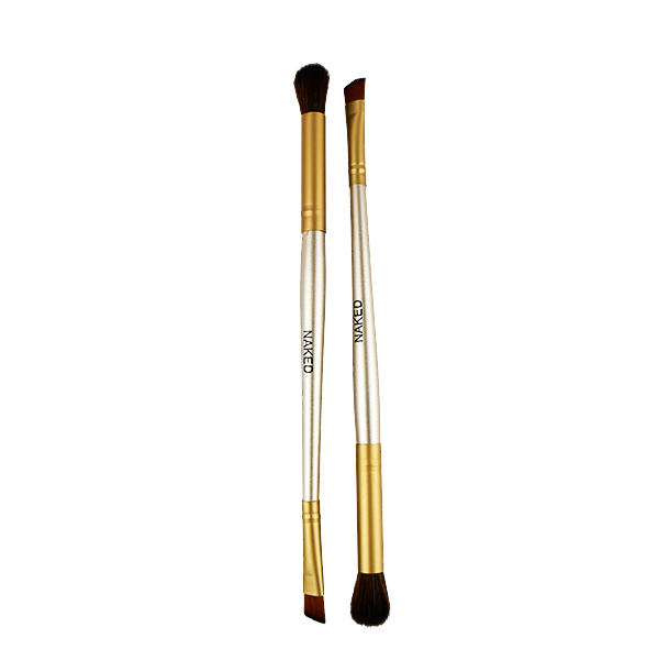 Brocha doble para cejas y sombras presentación dorada - Naked