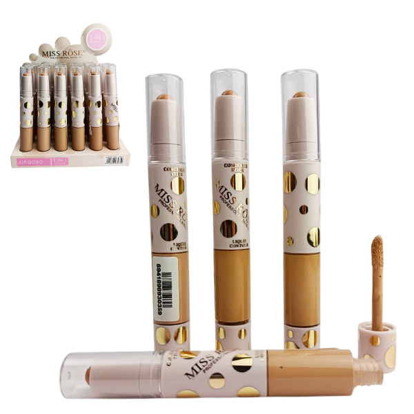 Corrector dúo 2 en 1 en corrector en barra y corrector liquido para contornos - Miss Rose