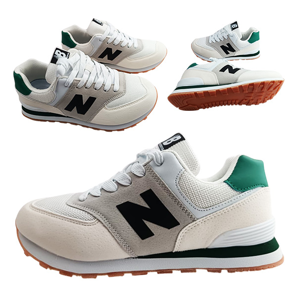Tenis New Balance para caballero blanco con detalles verdes tallas surtidas