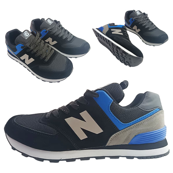 Tenis New Balance para caballero negro con detalles azules tallas surtidas