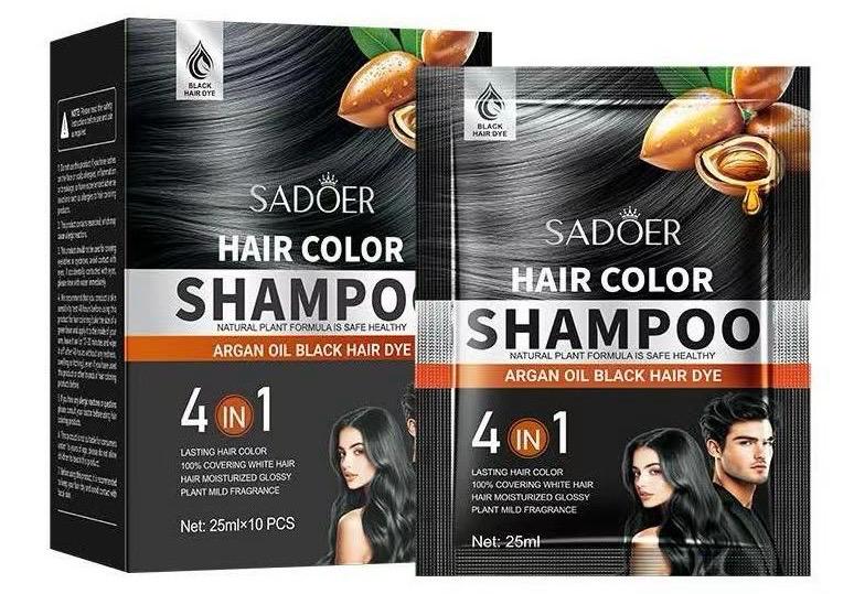 Caja de sobres de shampoo con tinte negro - Sadoer
