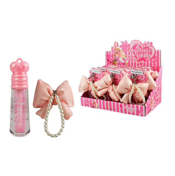 Brillo labial con llavero de moño y perlas - Lucky Model