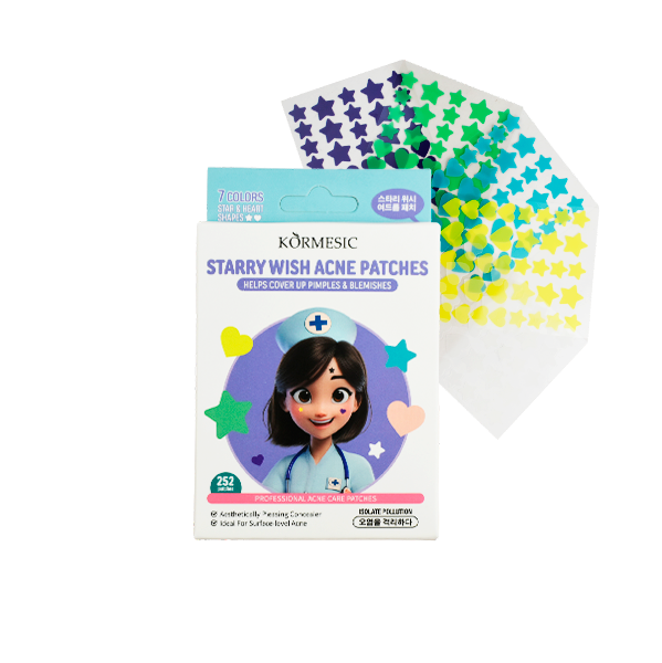Parche para acne con forma de corazones y estrellas- Kormesic